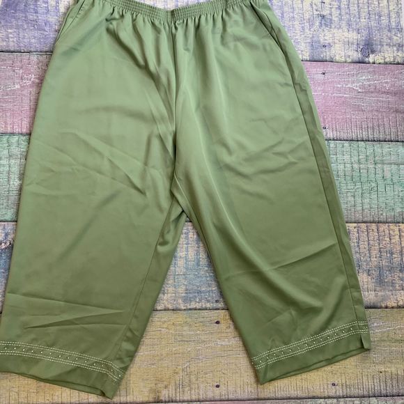 NWT ALFRED DUNNER Capri Pants green Size 22W - Picture 2 of 6